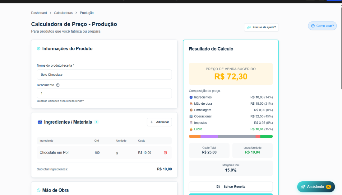 Preço Produção